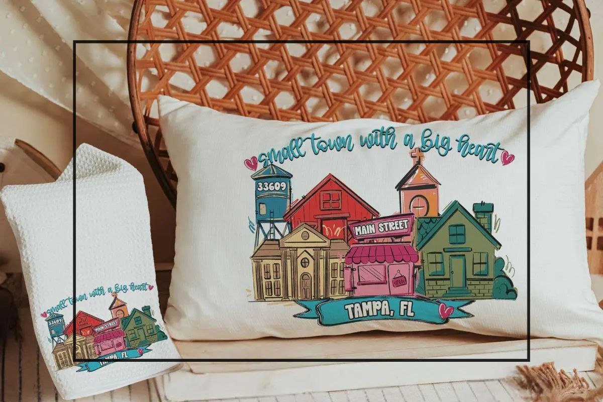 Personalized small town throw pillow