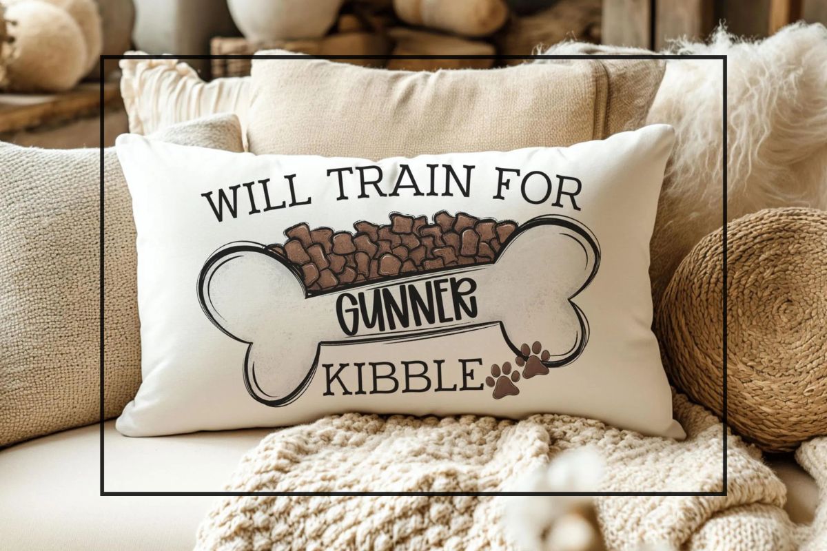 “Will Train for Kibble” Long Pillow