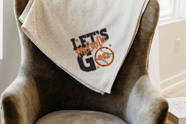 Orange Personalized Baseball Blanket