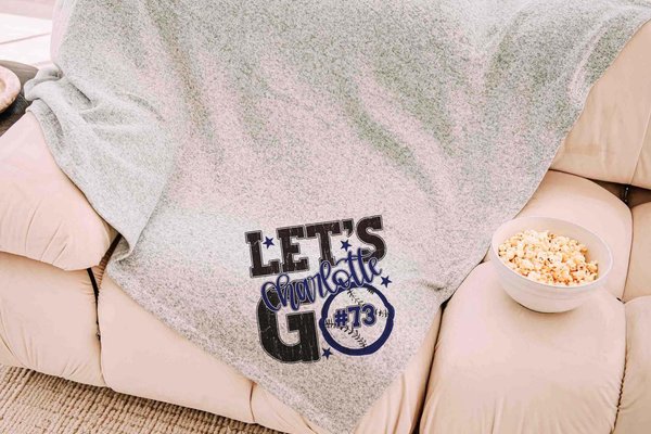 Navy Personalized Baseball Blanket