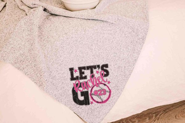 Pink Personalized Baseball Blanket