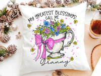 Personalized My Greatest Blessings Granny Throw Pillow