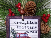 Personalized Red Truck Christmas Ornament, 3.14in