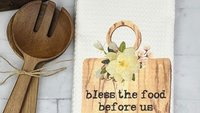 bless this food before us farmhouse kitchen towels, Christmas gifts for Mom from daughter, stocking stuffers for women, bless this kitchen