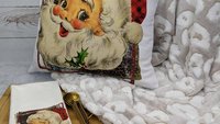 vintage Santa pillow covers 18x18, leopard print Christmas hand towels for bathroom, trendy Christmas housewarming gift for women, secret