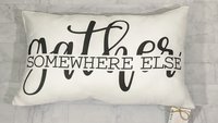 gather somewhere else funny throw pillow for couch, anti social introvert gift, best friend birthday gifts for her, new home gift for women