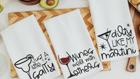 drinks well with others funny kitchen towels for Mom, wine kitchen decor, wine lover Mothers day gift for mother in law, Mothering Sunday