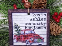 Personalized Red Truck Christmas Ornament, 3.14in