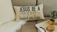 Jesus be a fence religious throw pillow cover 12x20, Christian Christmas gifts for women, faith pillow for bed, Christian decor for home