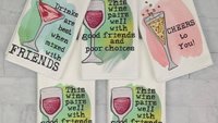 this wine pairs well with, wine kitchen towels, cheers to you champagne dish towels, new apartment gift for her, cocktail gifts for women