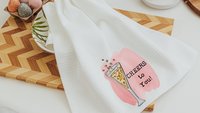 this wine pairs well with, wine kitchen towels, cheers to you champagne dish towels, new apartment gift for her, cocktail gifts for women