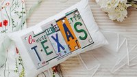 custom license plate state throw pillows for couch, realtor closing gift for buyers, Arizona gifts, bungalow decor, moving away gift for