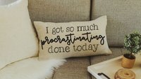 procrastination lumbar pillow for chair, funny graduation gift for college students, goodbye gift for co workers, throw pillow for couch