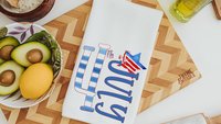 4th of July kitchen towels, patriotic decor for home, July birthday gifts for her, hostess gift ideas, home sweet home dish towel, new home