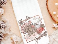 Blush Pink Thanksgiving Turkey Kitchen Towel, 16x24