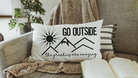 Go outside the graphics are amazing throw pillow