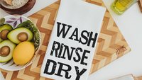 wash the dish kitchen towels with sayings, new apartment gift for women, bridal shower kitchen gift, black and white hand towels for kitchen