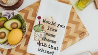 funny wine kitchen towel, home bar accessories, mother in law gift for mothers day gift from daughter, wine gifts for women, wine and cheese