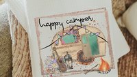 happy camper throw pillow for couch,  boho camper decor, glamping gifts, boho decor for home, RV accessories for inside, van life gift, best