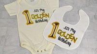 1st birthday burp cloth, golden birthday cake smash outfit boy, first birthday gift ideas, baby gift set, baby bib and burp cloth set, best