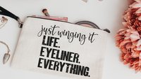just wing it funny makeup bag for women, stocking stuffer for teenage girls Christmas gifts for sister, cosmetic bag for purse, secret Santa