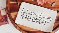 blending is my cardio funny makeup bag for women, makeup artist gift, beauty gift box fillers, cosmetic bag for purse, teenage girl gifts