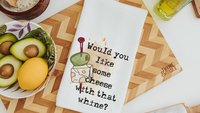 funny wine kitchen towel, home bar accessories, mother in law gift for mothers day gift from daughter, wine gifts for women, wine and cheese