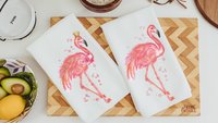 watercolor flamingo kitchen towels for bridal shower, beach lover gifts for her, pink flamingo hand towels, coastal decor beach house gifts