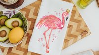 watercolor flamingo kitchen towels for bridal shower, beach lover gifts for her, pink flamingo hand towels, coastal decor beach house gifts