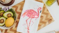 watercolor flamingo kitchen towels for bridal shower, beach lover gifts for her, pink flamingo hand towels, coastal decor beach house gifts
