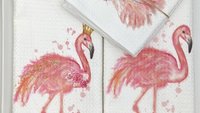 watercolor flamingo kitchen towels for bridal shower, beach lover gifts for her, pink flamingo hand towels, coastal decor beach house gifts