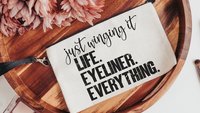 just wing it funny makeup bag for women, stocking stuffer for teenage girls Christmas gifts for sister, cosmetic bag for purse, secret Santa