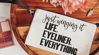 just wing it funny makeup bag for women, stocking stuffer for teenage girls Christmas gifts for sister, cosmetic bag for purse, secret Santa