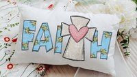 faith pillow cover 12x20, lumbar pillow for bed, Christian Christmas gifts for women, cross throw pillow cover 12 x 20, godmother gift from