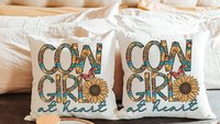 cowgirl throw pillow for couch, country girl gifts, serape throw pillow, trendy home decor, cowgirl gifts for girls, southwestern decor for
