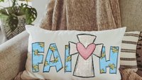 faith pillow cover 12x20, lumbar pillow for bed, Christian Christmas gifts for women, cross throw pillow cover 12 x 20, godmother gift from