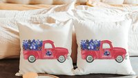 red truck farmhouse throw pillow for couch, Texas bluebonnet gifts, floral Texas hand towels for bathroom, moving to Texas gifts for women