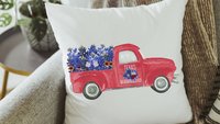 red truck farmhouse throw pillow for couch, Texas bluebonnet gifts, floral Texas hand towels for bathroom, moving to Texas gifts for women