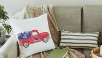 red truck farmhouse throw pillow for couch, Texas bluebonnet gifts, floral Texas hand towels for bathroom, moving to Texas gifts for women