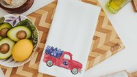 red truck farmhouse kitchen towel for Mom, Texas state flower bluebonnet gifts for women, moving to Texas gifts for her, wildflower hand
