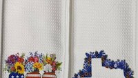 texas kitchen towels, Texas state flower bluebonnet gifts, wildflower kitchen dish towels, patriotic gifts for women, floral hand towels for