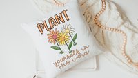plant yourself in His word Christian throw pillows for living room, Christian Christmas gifts for gardeners, colorful daisy throw pillow