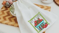 strawberry kitchen towels for Spring, life is sweet kitchen hand towels, summer decor for home, fruit kitchen decor, cute dish towels for