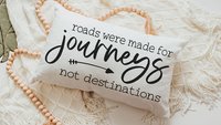 the journey is the destination lumbar pillow for bed, long distance best friend gift for women, wanderlust decor, inspirational gifts for