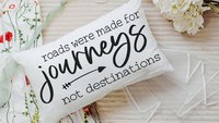 the journey is the destination lumbar pillow for bed, long distance best friend gift for women, wanderlust decor, inspirational gifts for