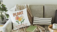 plant yourself in His word Christian throw pillows for living room, Christian Christmas gifts for gardeners, colorful daisy throw pillow