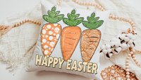 Happy Easter throw pillows for couch farmhouse Easter decor, cute carrot pillow covers 18 x 18, Easter gifts for adults, Easter hostess gift