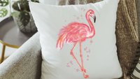 flamingo throw pillow for couch, pink dorm pillows for college girls, coastal decor beach house gifts, flamingo gifts for women, tropical