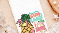 margarita bar towels, beach house gift, sun sand and a drink in my hand pineapple kitchen decor, summer kitchen towels, beach lover gift