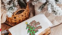 merry merry merry Christmas throw pillows for sofa, cute Christmas tree Christmas kitchen towels, fun Christmas hostess gifts for women